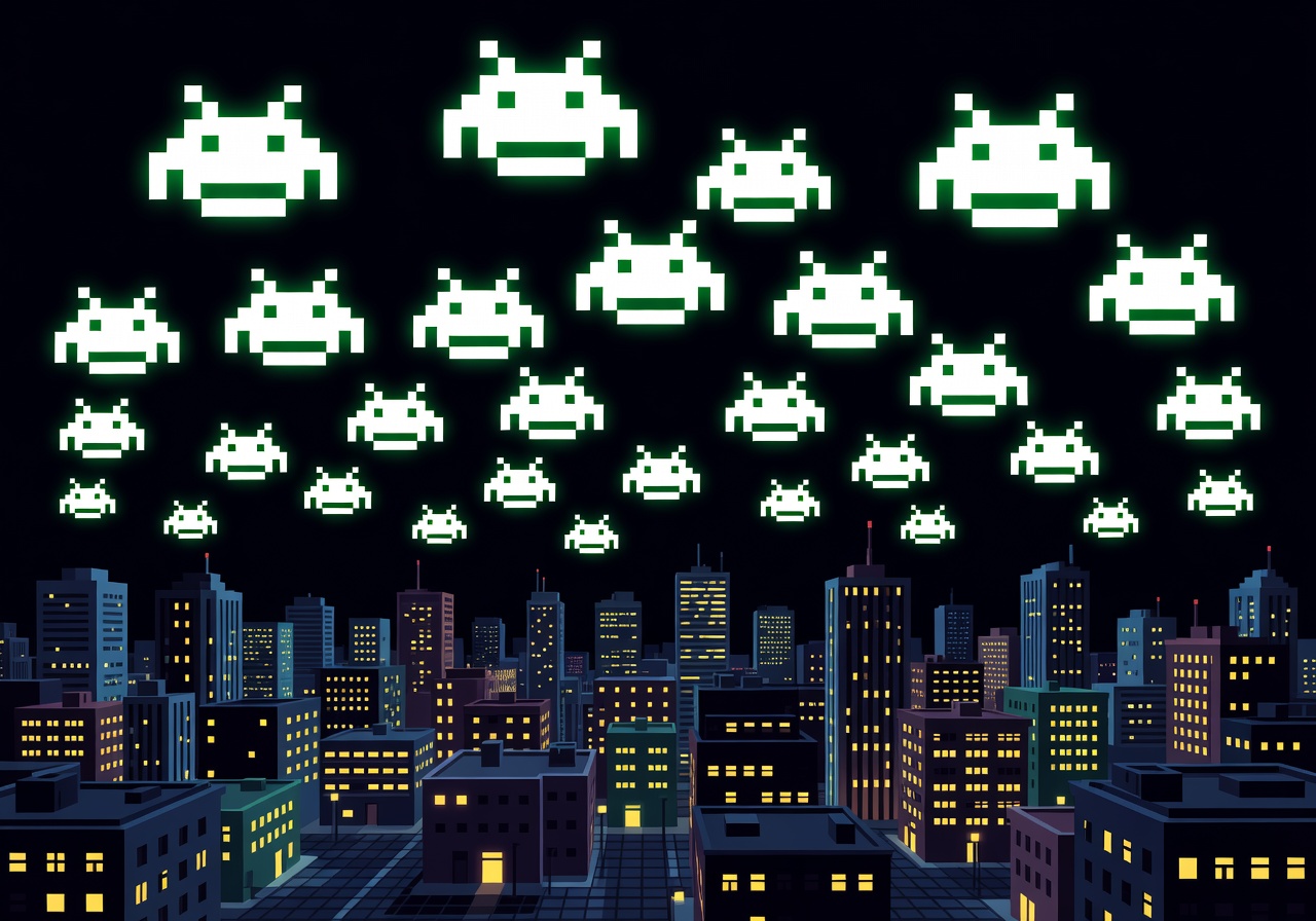 Space invaders style pixel art